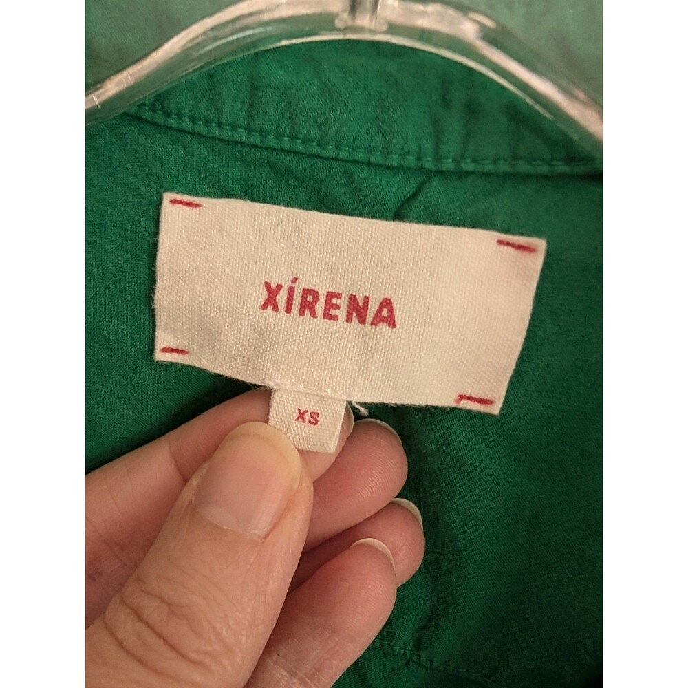 Xirena Channing Shirt XS Green Rolled Cuffs Button Up Cotton Poplin Preppy Work - Picture 6 of 8
